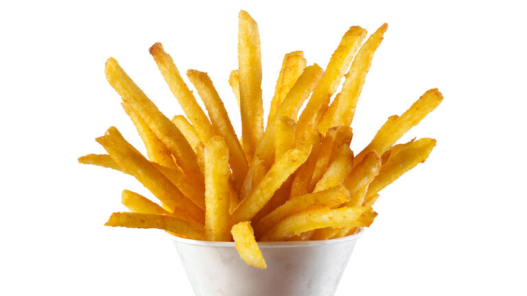 French Fries on White Background