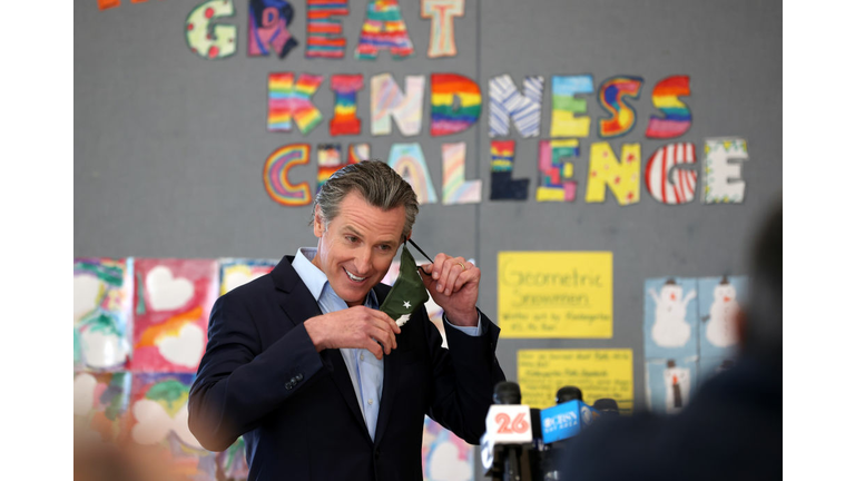 Governor Gavin Newsom Visits School To Highlight State's Reopening Efforts