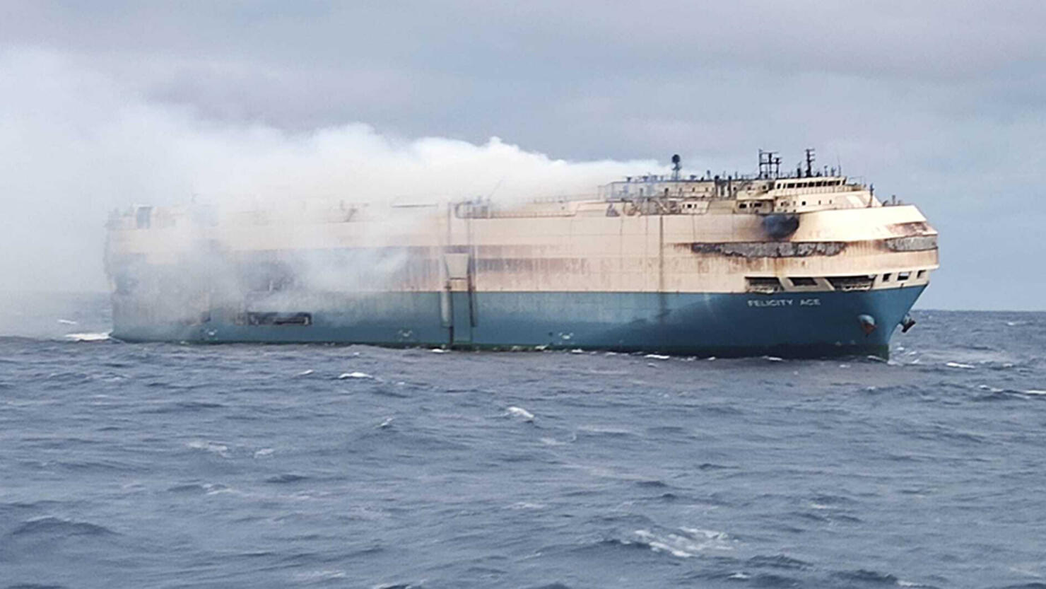 Ship carrying luxury cars is on fire and adrift in the middle of the Atlantic Ocean