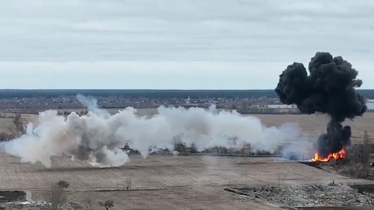 Ukrainian forces shoot down a Russian attack helicopter