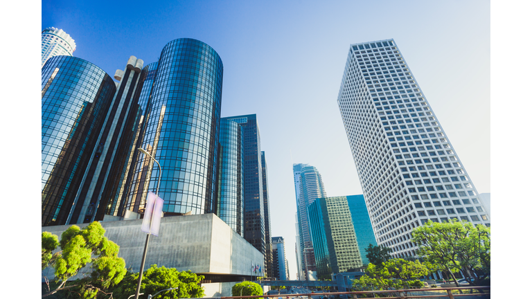 Low Angle View Of Modern Buildings Against Clear Sky