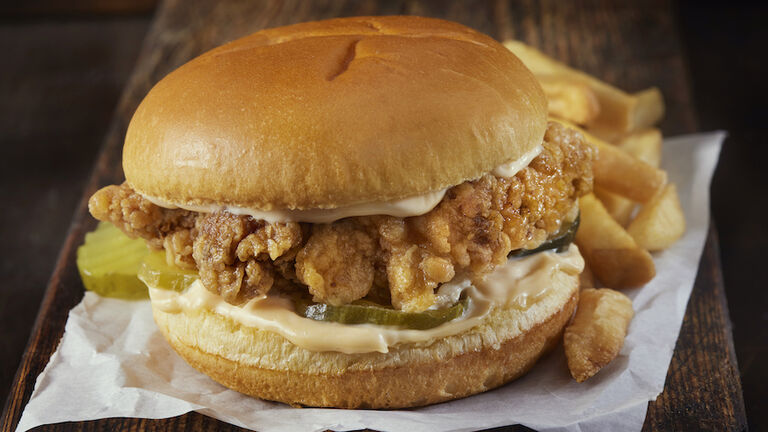 Spicy Crispy Fried Chicken Burger with  French Fries