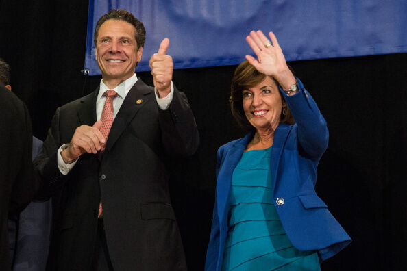 Governor Cuomo Attends A Get Out The Vote Rally In Times Square Ahead Of State's Primary