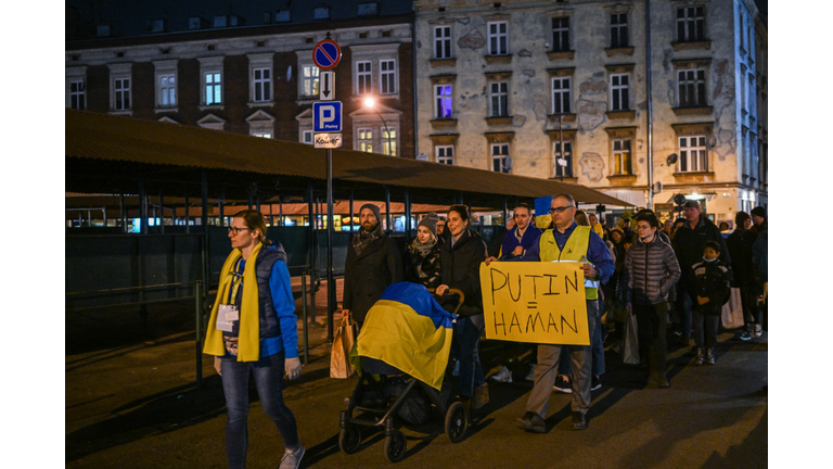 Ukrainians Fleeing War Arrive In Krakow