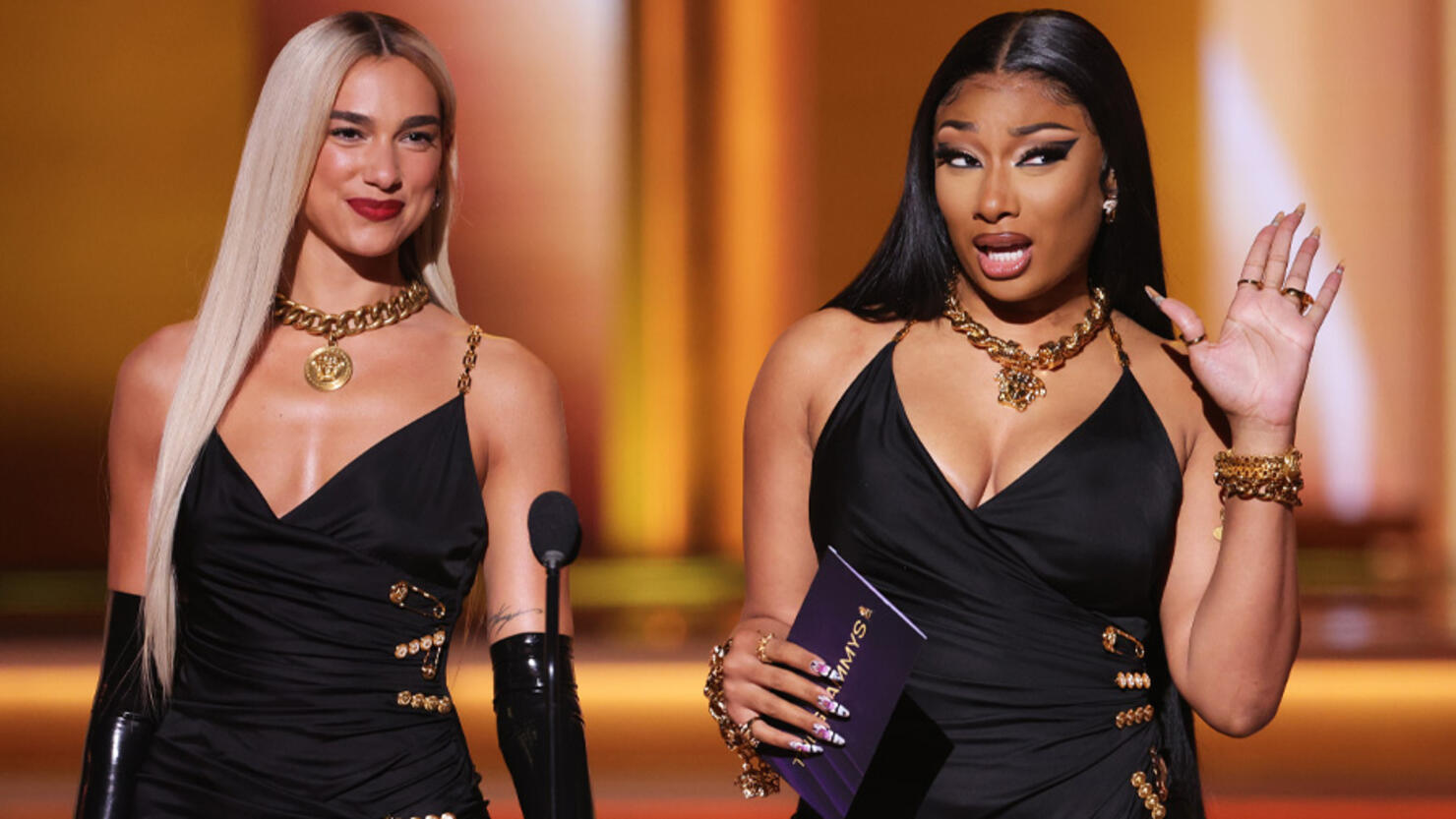 Dua Lipa Megan Thee Stallion Wear The Same Dress To 2022 Grammys