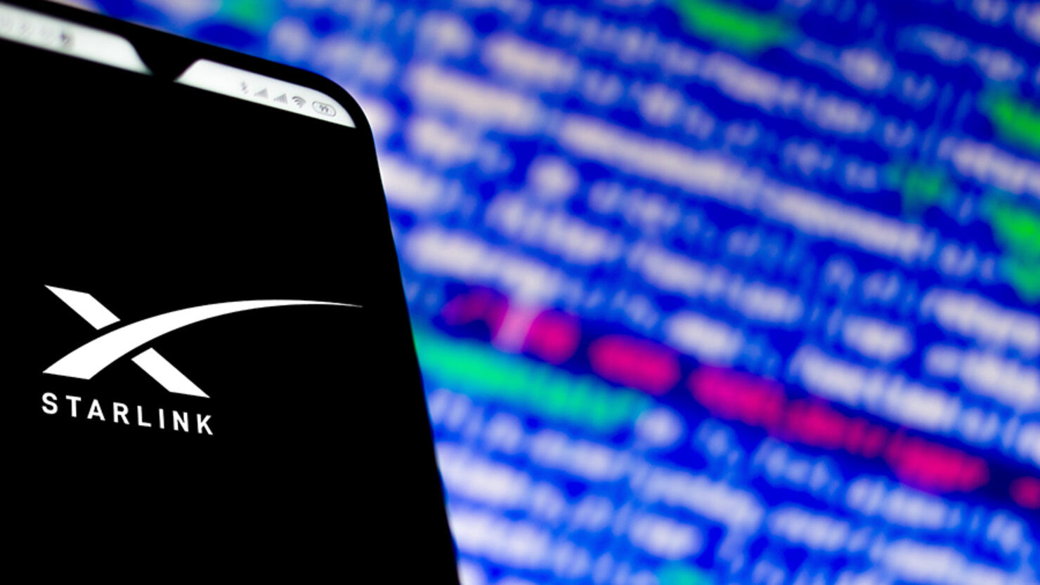 In this photo illustration a Starlink (SpaceX) logo app seen