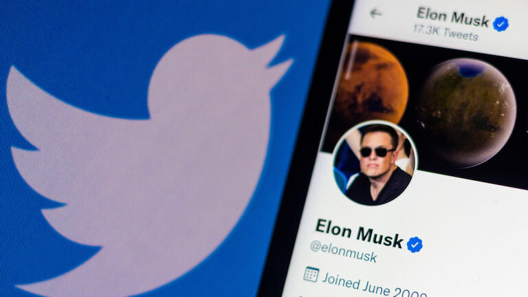 In this photo illustration, the official profile of Elon