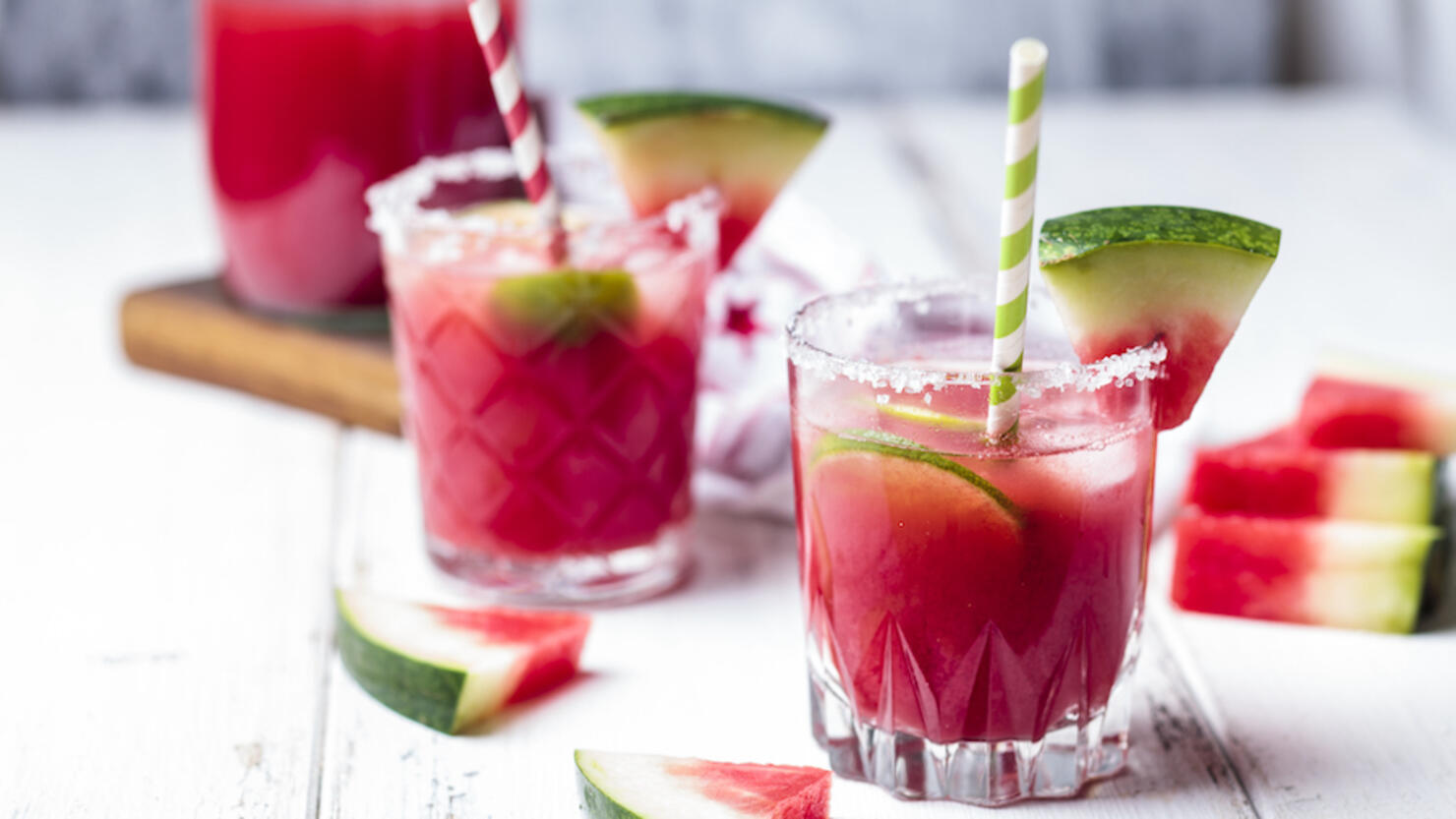 Glasses of Melon Margarita with watermelon juice