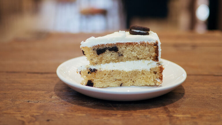Cookie cake slice at the coffee shop