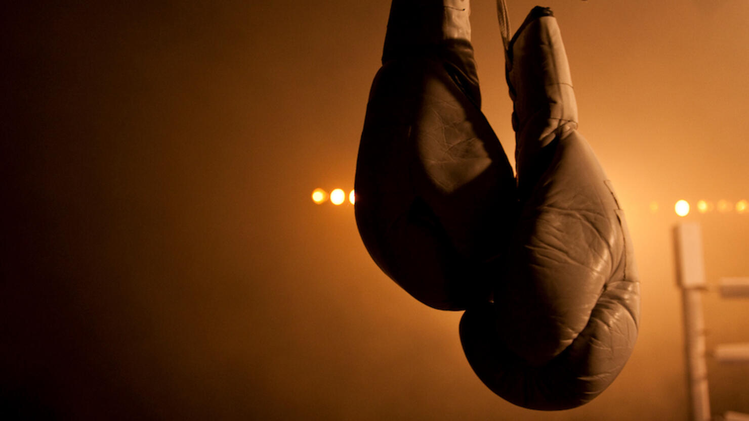 Close-Up Of Gloves Hanging Boxing Ring