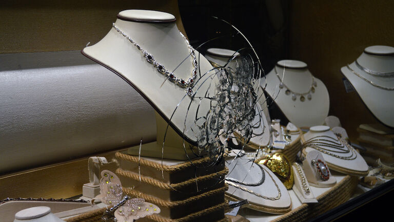 Broken Glass jewelry store gold, Brilliant, outdoors