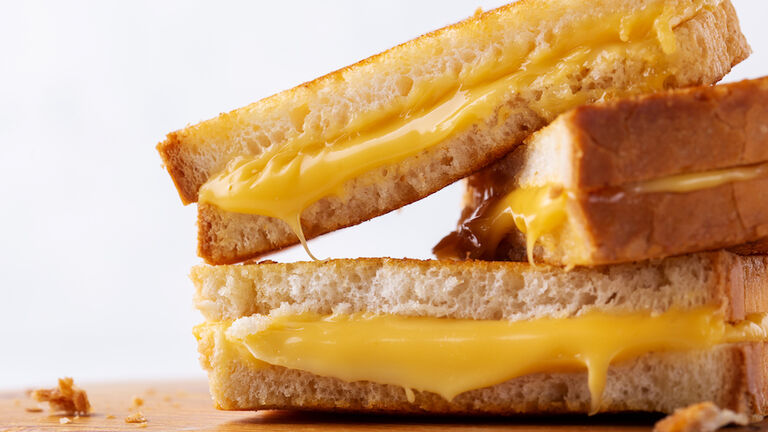 Stack of grilled cheese sandwiches
