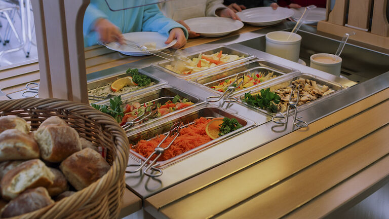 School lunch with salad buffet