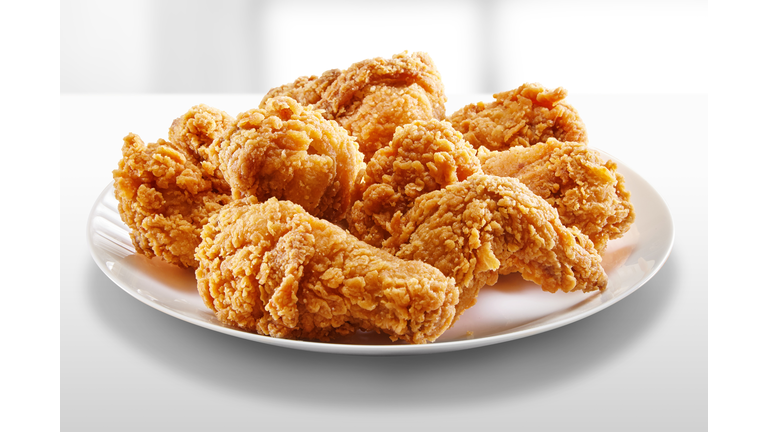 crispy fried chicken in a white table