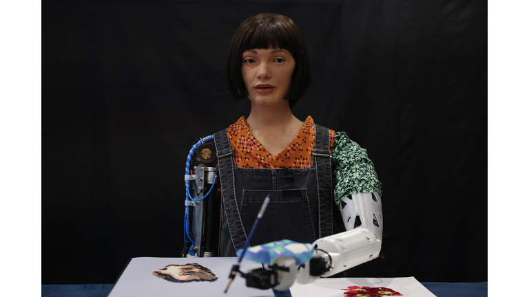 Ai-Da Robot Demonstrates Her New Painting Ability