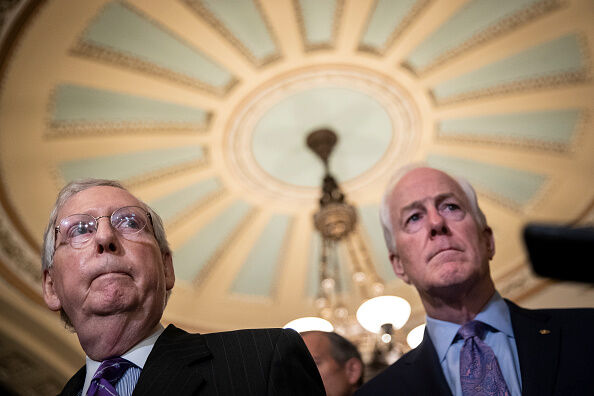 Senate Lawmakers Address The Media After Their Weekly Policy Luncheons