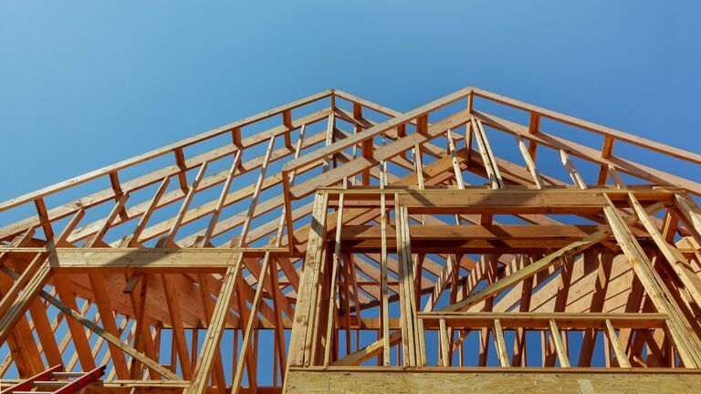 Interior framing of a new house under construction