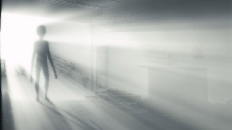 Alien Entering Room, Backlit with Streaming Light
