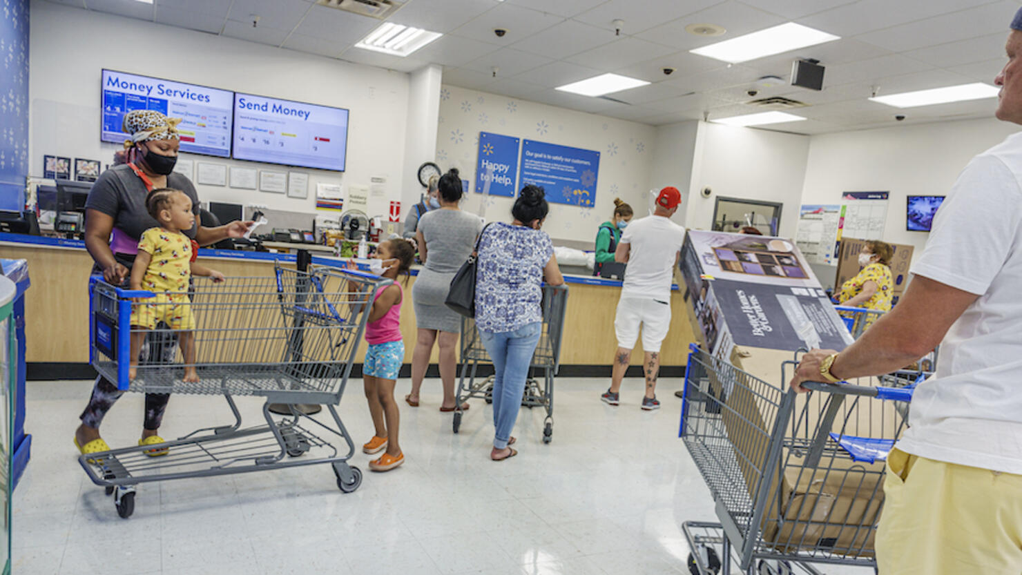 Florida, Miami Hialeah, Wal-Mart discount department store, customer service and returns with shoppers and cashiers