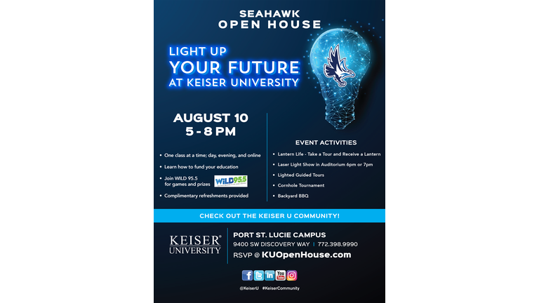 WLDI-FM Keiser University Open House Flyer