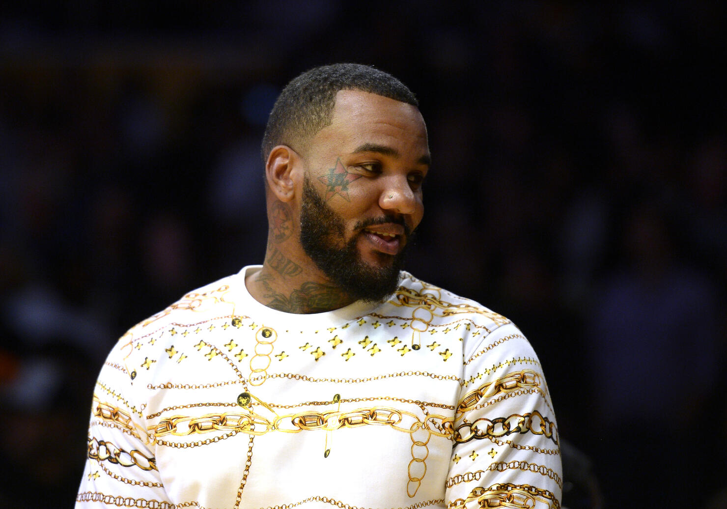 Rapper The Game Attends Portland Trail Blazers v Los Angeles Lakers Pre-season Basketball Game