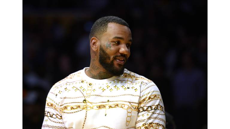 Rapper The Game Attends Portland Trail Blazers v Los Angeles Lakers Pre-season Basketball Game