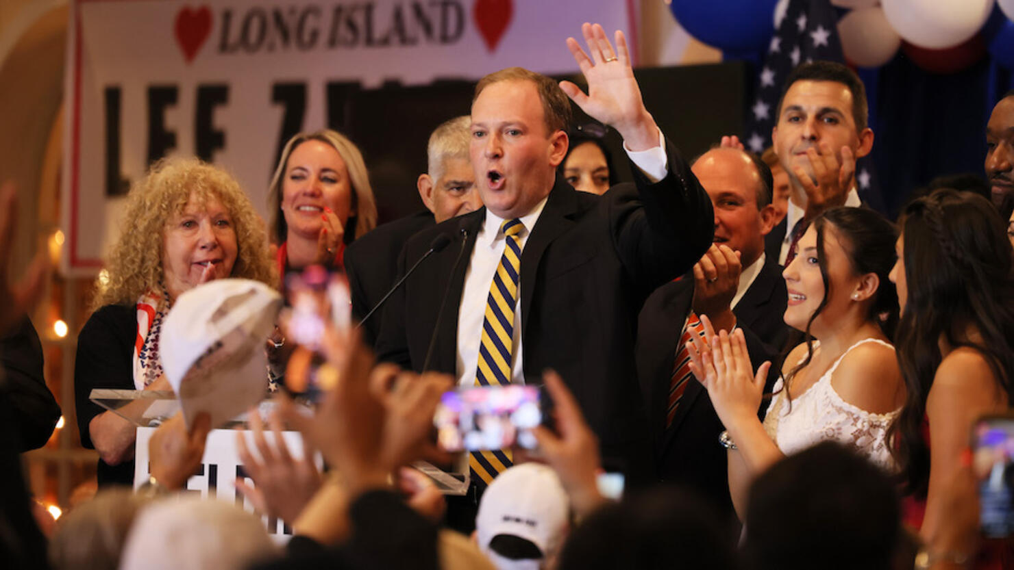 NY GOP Candidate For Governor Lee Zeldin Holds Election Night Party