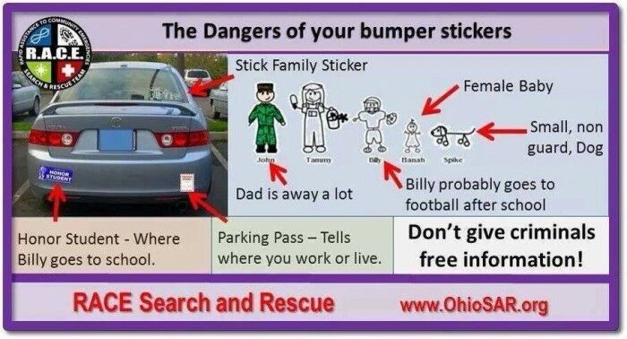 Police Warn Bumper Stickers Could Put Your Family in Danger