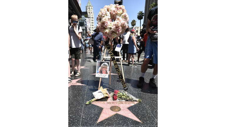 Flowers Placed On Olivia Newton-John's Hollywood Walk Of Fame Star