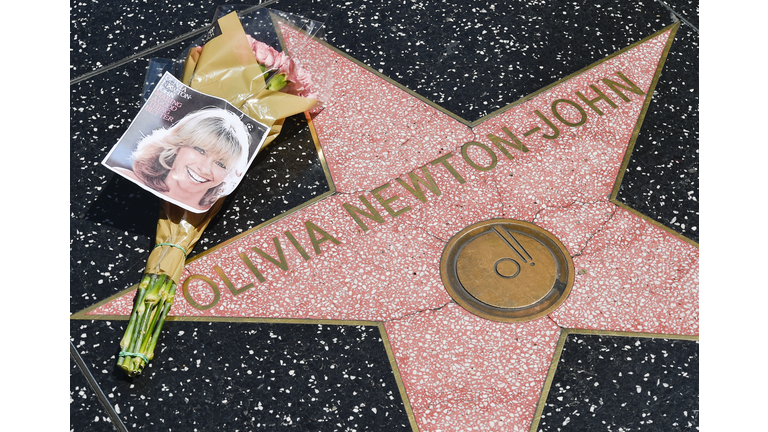 Flowers Placed On Olivia Newton-John's Hollywood Walk Of Fame Star