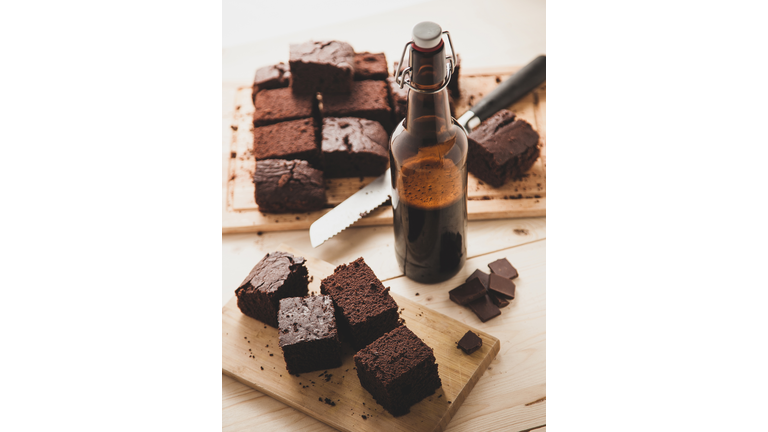 Chocolate brownie with beer