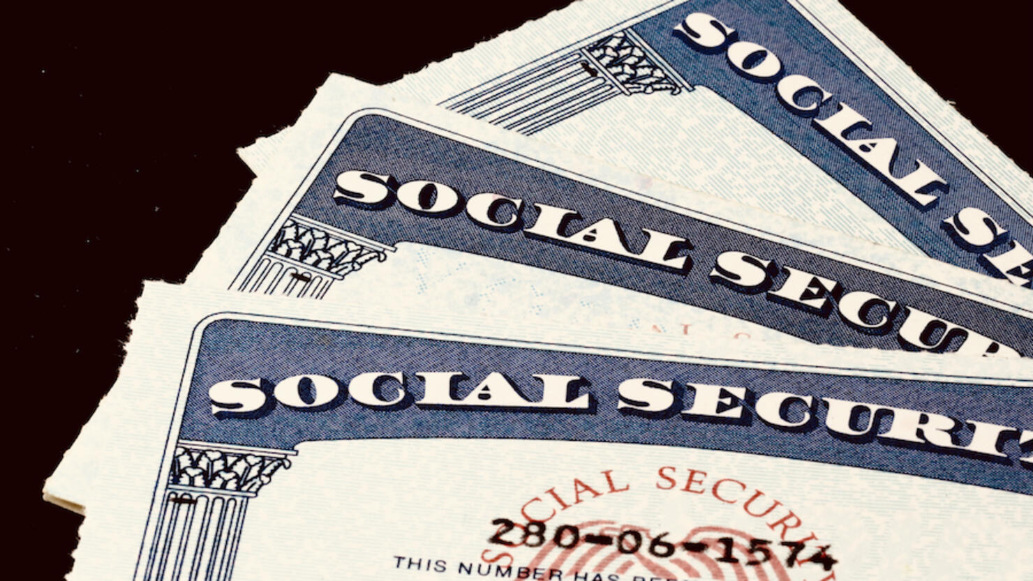 Close up of US Social Security Cards