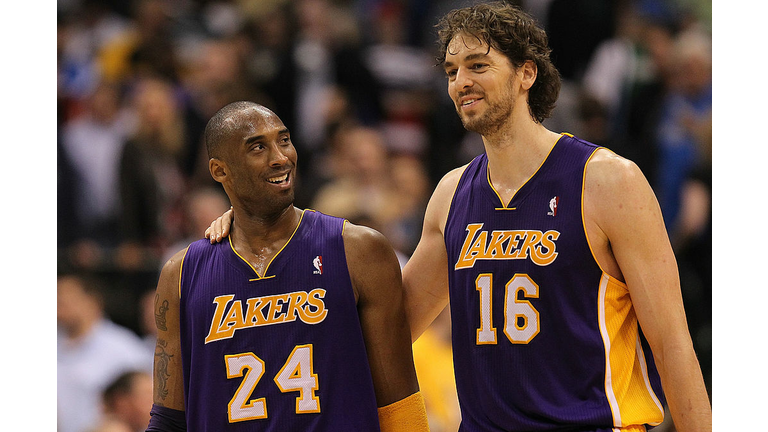 Pau Gasol sheds a tear as the Lakers retire his No. 16 jersey, joining Kobe  Bryant in the rafters