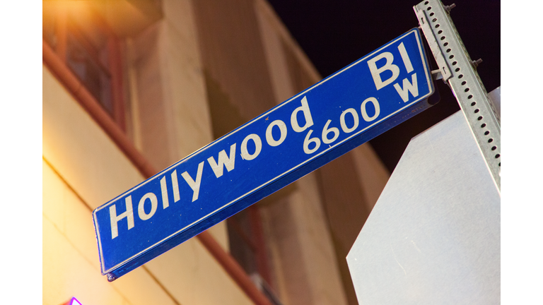 Close-Up Of Hollywood Sign At Night