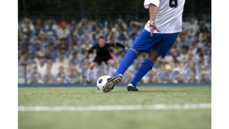 football payer shooting penalty