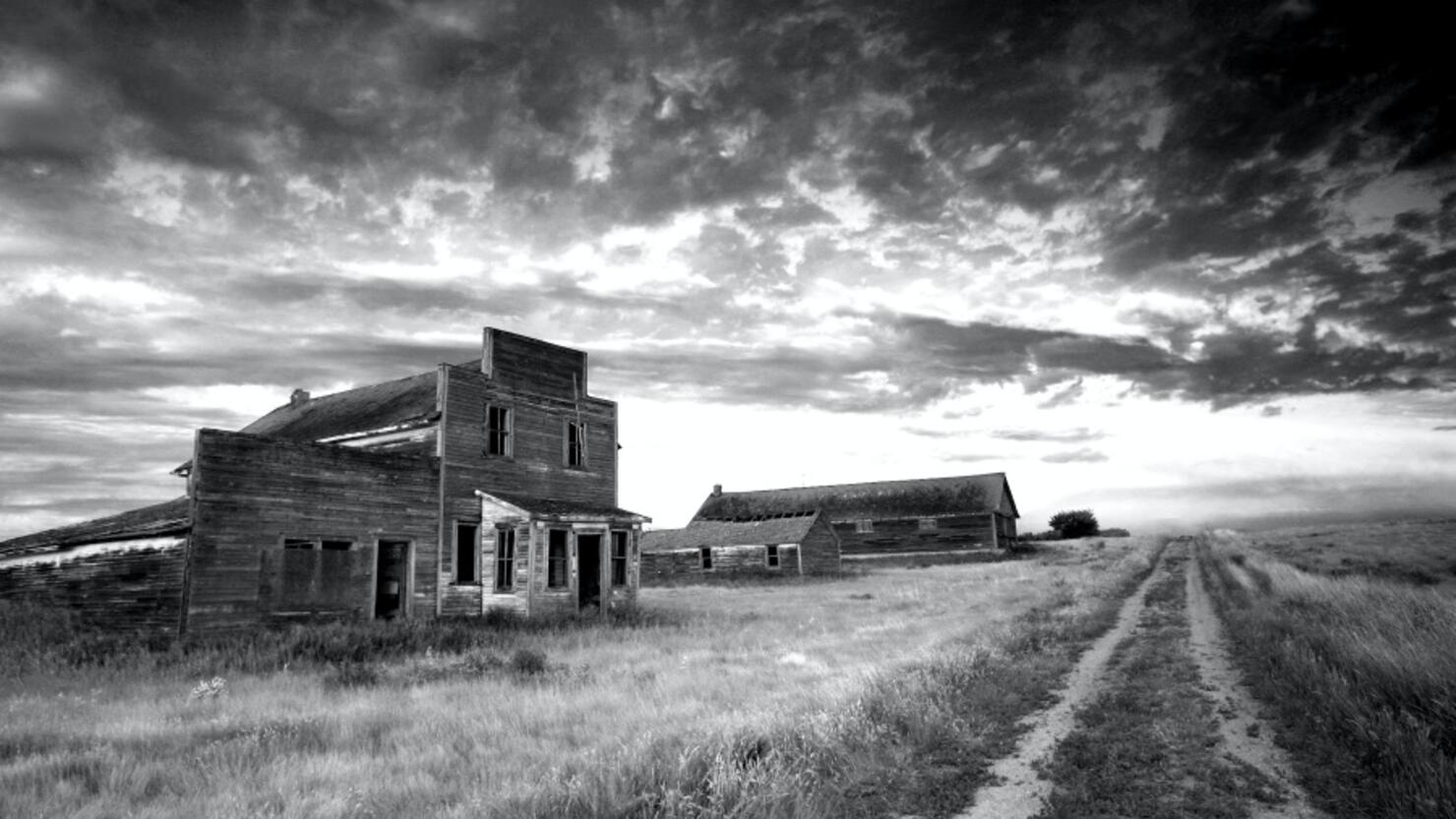 Prairie Ghost Town in Black and White