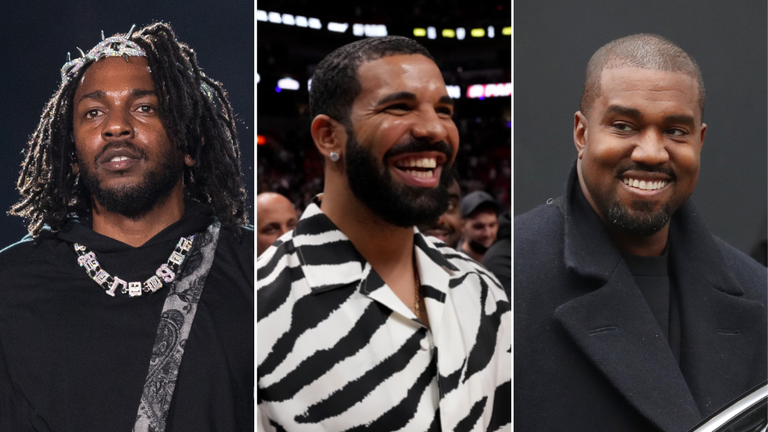 Kendrick Lamar, Drake and Kanye West