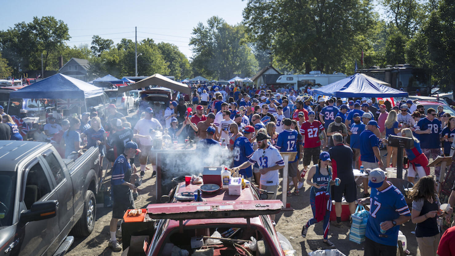 Buffalo Bills fans tailgate before taking on Cleveland at Ford Field