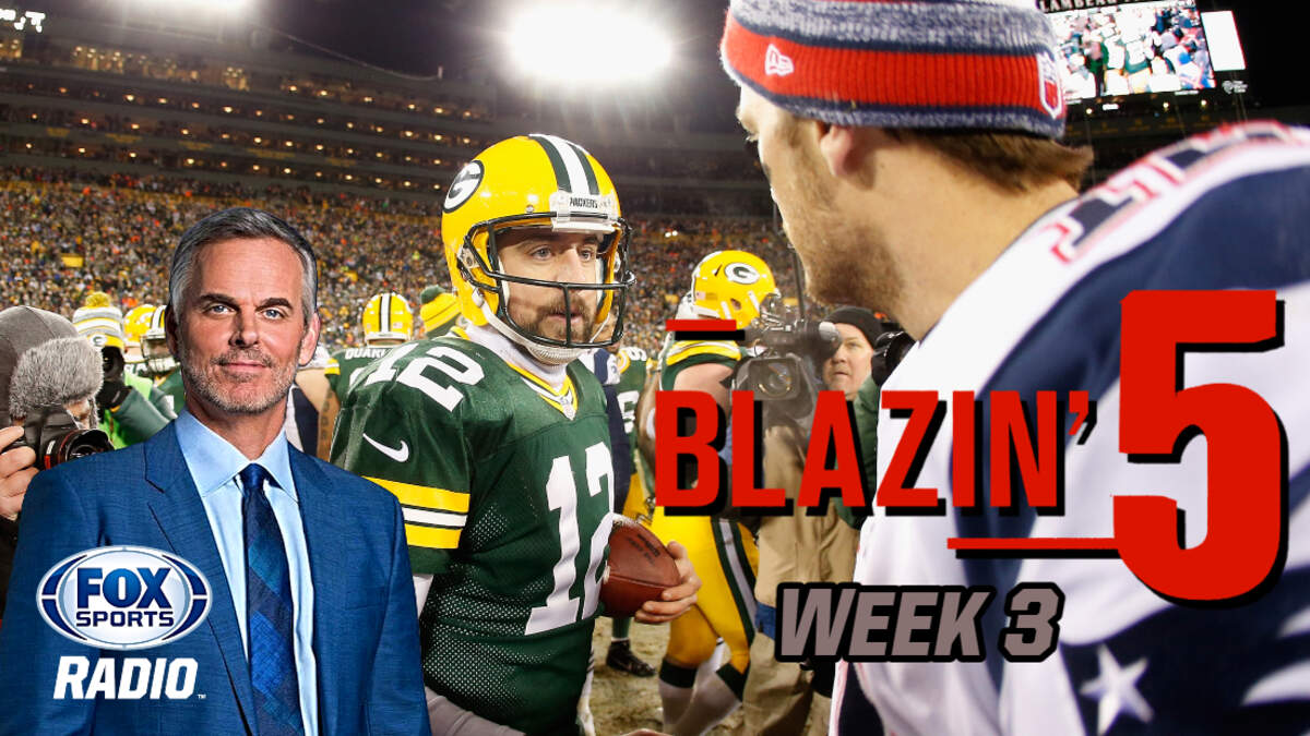 Blazing Five Colin Cowherd Gives His 5 Best NFL Bets For Week 3 (Sep. 25) FOX Sports Radio