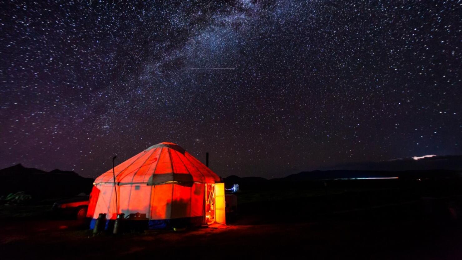 Milky Way over the yurt.