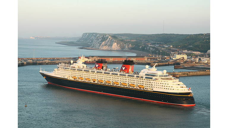 "Disney Magic" Cruise Ship  Passes The White Cliffs Of Dover England