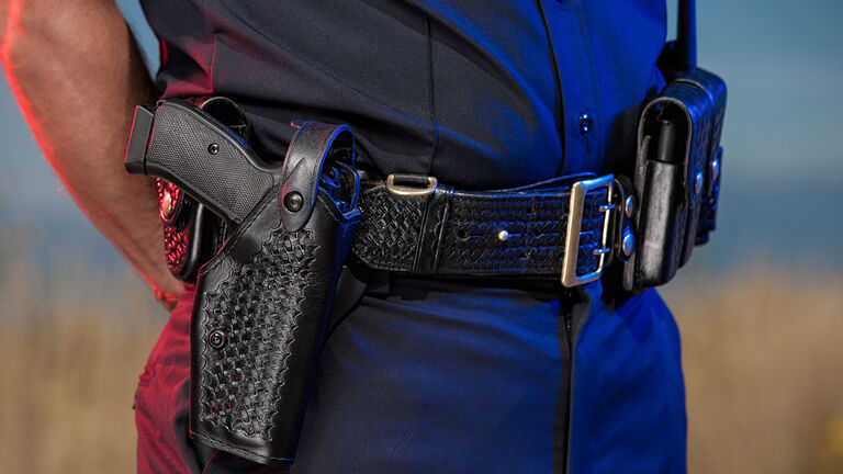 Closeup of Police Officer Belt