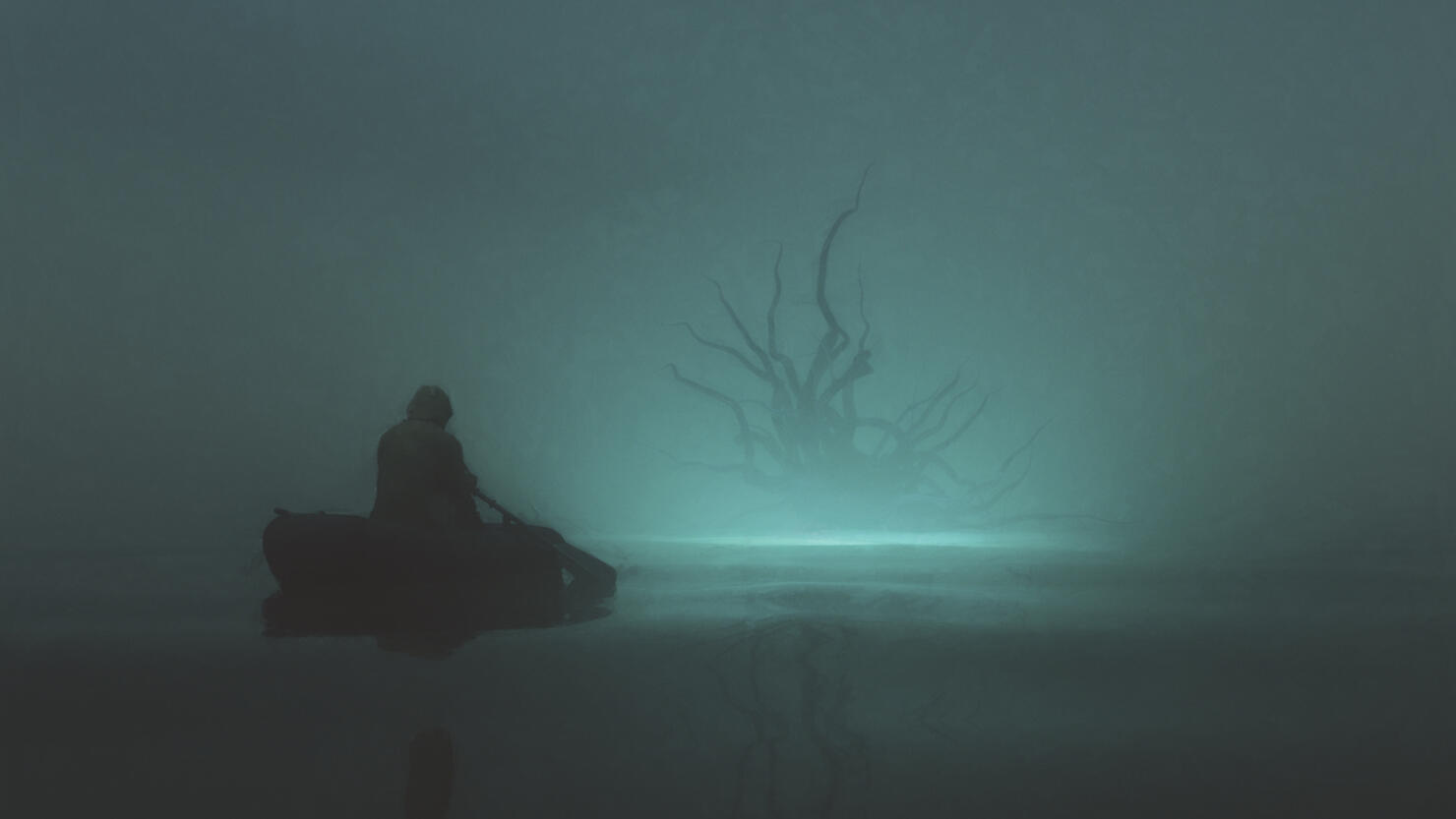Fisherman against fantasy monster