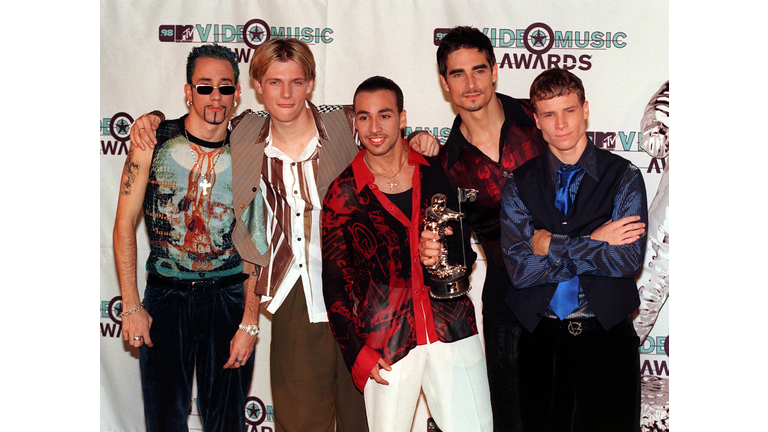 Members of the musical group Backstreet Boys pose