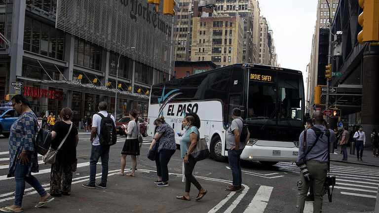 Migrants bused from Texas arrive in New York City