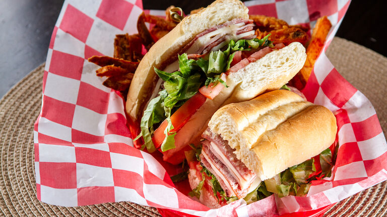 Italian food,Close-up of sandwich in plate on table