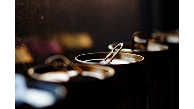 Close-Up Of Beer Cans