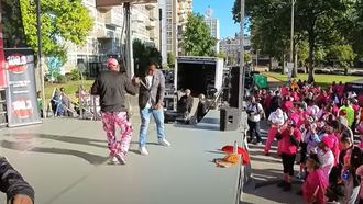 Bee Jay the DJ starts walk at Sista Strut with Wesley Bell