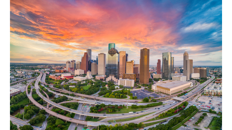 Houston, Texas, USA Drone Skyline Aerial Panorama