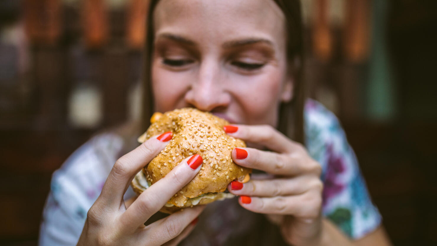 Enjoying Delicious Burger